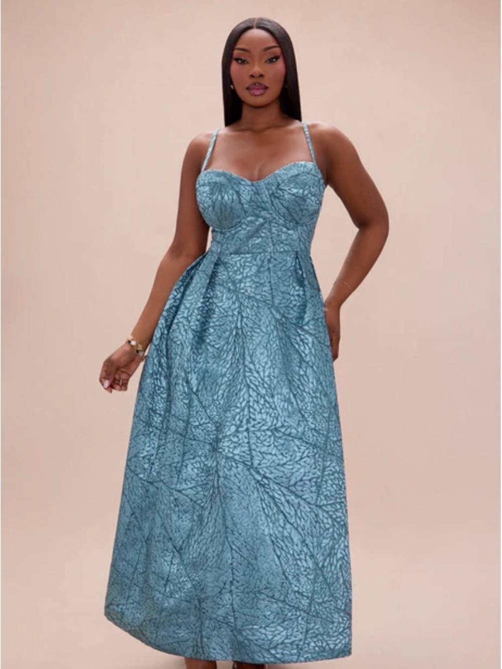 Julia Jacquard Blue Maxi Dress